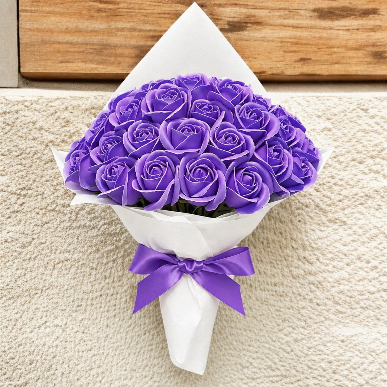 【ソフトパープル】「サヴォンローズ」 花束 ブーケ バラの花束 薔薇の花束 花ギフト フラワーギフト フラワーボックス プロポーズ サプライズ ソープフラワー シャボンフラワー 石鹸フラワー 石鹸の花 石鹸のバラ 枯れない花 インテリア 母の日 父の日 敬老の日 クリスマス バレンタイン ホワイトデー 誕生日 入学 卒業 就職 結婚祝い 結婚記念日 退職祝い 記念日 