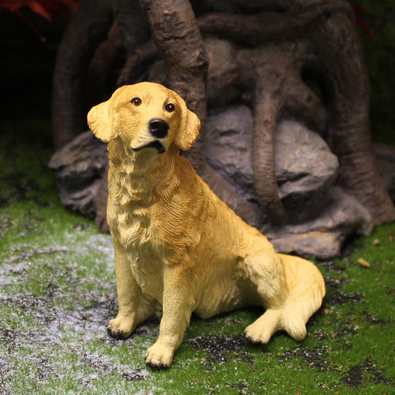 ゴールデンレトリバー 置物 子犬 リアル かわいい ミニチュア 犬 オブジェ 樹脂製 アニマル インテリア 雑貨 ガーデン 卓上 玄関 飾り デスク 車内 誕生日 プレゼント ギフト