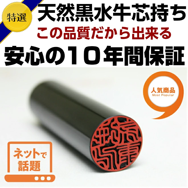 印鑑 はんこ 実印 銀行印 認印 黒水牛 2本セット認印付き【 10.5～15.0mm】 高級もみ皮印鑑ケース付 認印付 送料無料 10年間保証 個人印鑑 ハンコ いんかん 就職祝い 印鑑セット 会社印 ギフト 祝い プレゼント