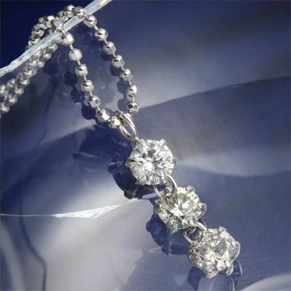 ネックレス レディース プラチナ PT900 ダイヤ 0.5ct スリーストーン ペンダント 3石 誕生石 記念日 誕生日 ギフト プレゼント 妻 彼女 贈り物