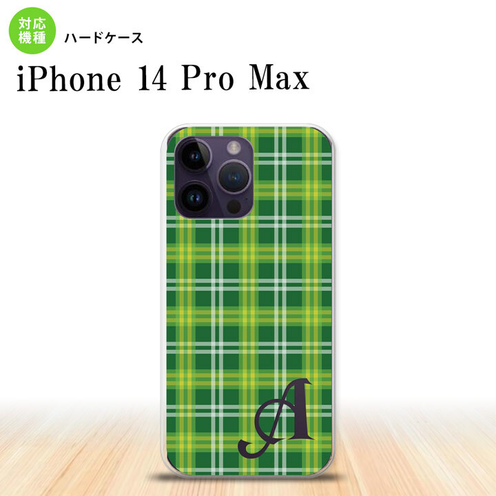 iPhone14 ProMax iPhone14 Pro Max スマホケース 背面ケース ハードケース チェック B 緑 +アルファベット 2022年 9月発売 nk-i14pm-436i