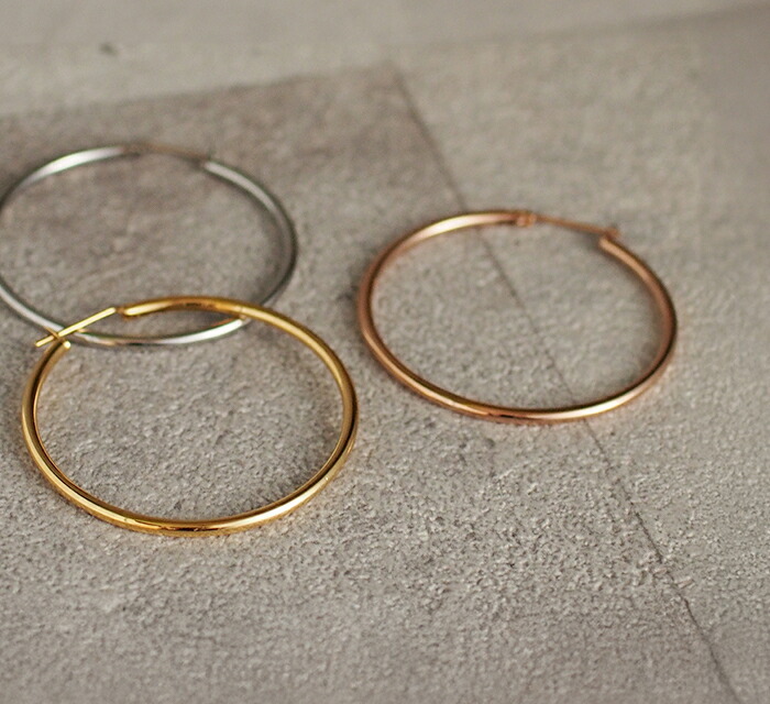 フープピアス 金属アレルギー ステンレス ピアス 大ぶり 直径40mm×幅2mm ゴールド ホワイトゴールド ピンクゴールド 片耳 医療用 輪っか リング ピアス プレゼント
