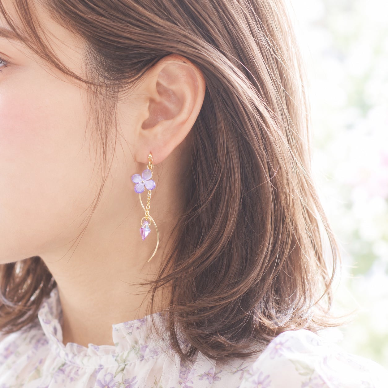 紫陽花ウェーブゆらゆらピアス/イヤリング【日本製】