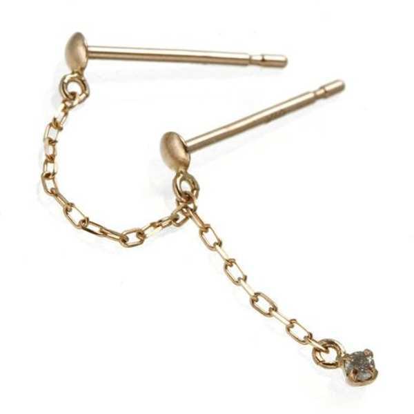 K10PG ツインダイヤモンド ピアス ピンクゴールド 2粒 ダイヤ 10金 レディース アクセサリー ジュエリー 華奢 上品 シンプル ギフト プレゼント 記念日 誕生日 贈り物