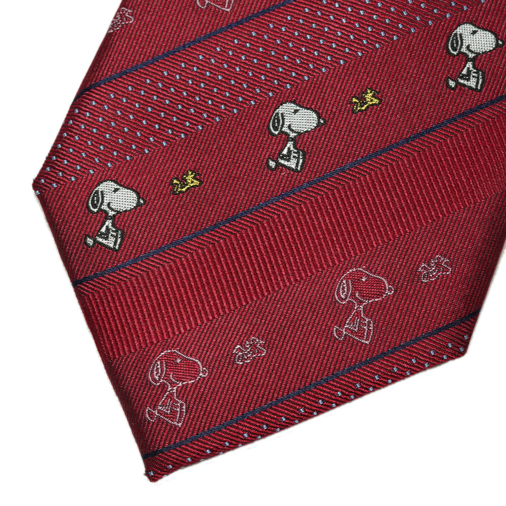 ピーナッツ／ネクタイ　(ストライプ柄) レッド プレゼント ギフト シルク100% ブランドネクタイ キャラクター ビジネス フレッシャーズ 送料無料  PN925070 赤