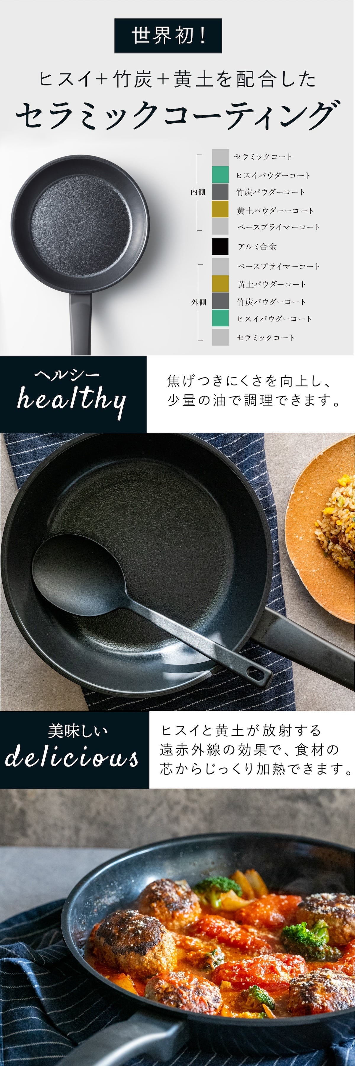 フライパン 20cm ヒスイフライパン ヒスイクォーツコーティング セラミックコーティング IH対応 ガス火対応 オール熱源対応 軽量 ヒスイコーティング 焦げ付きにくい お手入れ簡単 おしゃれ キッチン 調理器具 一人暮らし 新生活