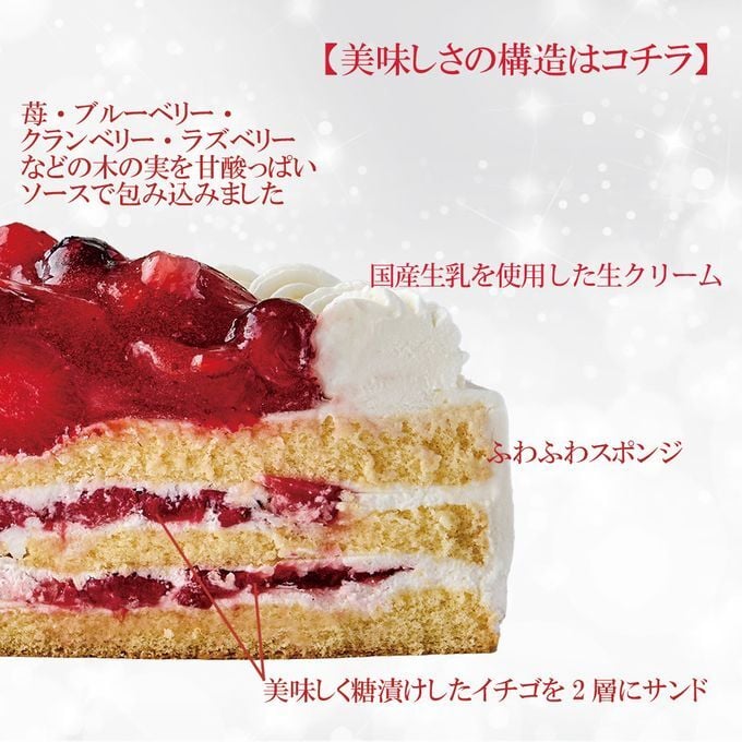 【予約受付中】クリスマスケーキ 苺と木の実のショートケーキ 5号 15cmクリスマス2025(x21004)