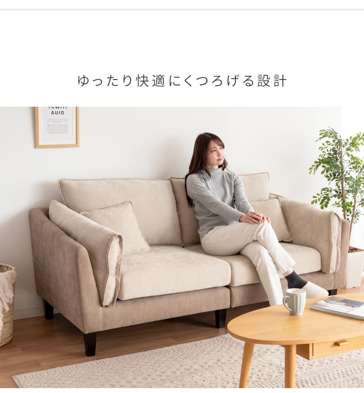 ソファ 座椅子 二人掛けポケットコイルファブリック バイカラーデザイン 2.5P メドゥレ ポケットコイル ファブリック バイカラー 二人掛け sofa コンパクト リラックス 快適 天然木脚