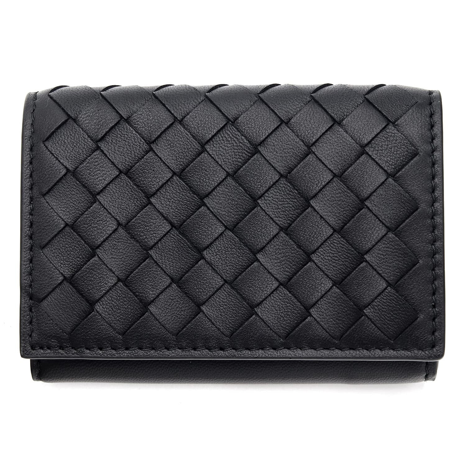 ボッテガヴェネタ BOTTEGA VENETA 三つ折り財布 イントレチャート メンズ レディース ブラック 黒 グレー 小銭入れ付き ミニ財布 ラムレザー 本革 カード入れ6つ 515385 V3UN2 1295 コンパクト