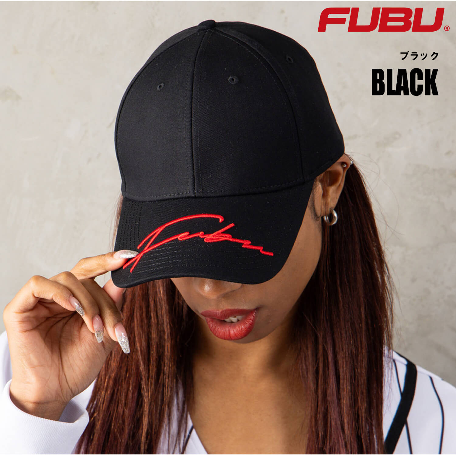 FUBU フブ キャップ 帽子 メンズ レディース fam-62902 ベースボールキャップ ローキャップ つば刺繍 スクリプトロゴ 刺繍 バイザー刺繍 6パネル アジャスター付 ストリート ヒップホップ ダンス カジュアル FREE 2026FW Karlas