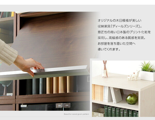 収納家具 ラック DEALS-ディールズ- フラップ扉1枚タイプ DS60-F1--WAL ウォールナット ホームテイスト ディスプレイ シリーズ 本棚 ブック フラップ フラップチェスト