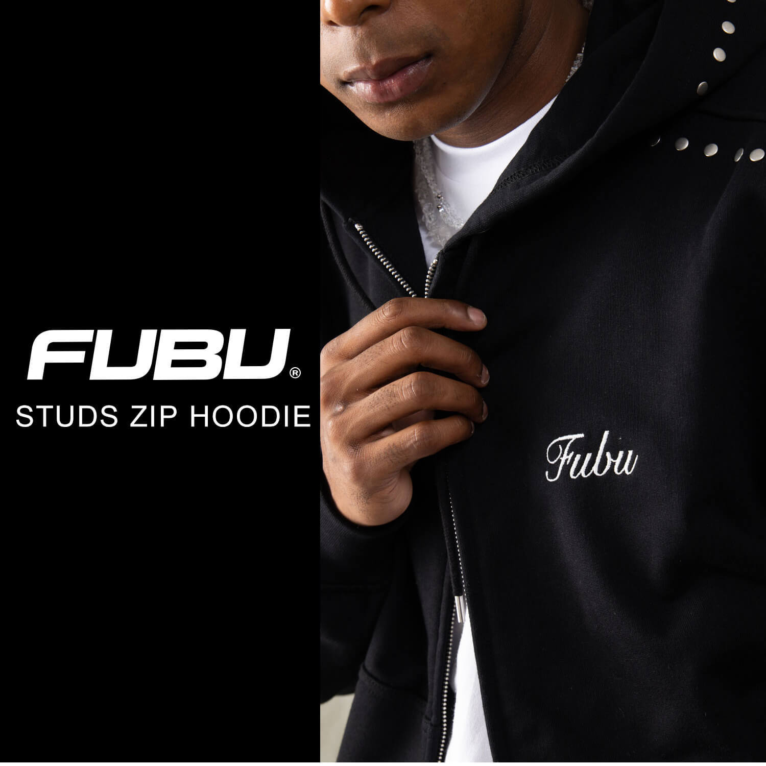 FUBU フブ パーカー メンズ レディース fam-62706 スタッズ ジップ フーディー フルジップ ジップアップ スウェット 迷彩 カモフラ 刺繍 ビッグシルエット ストリート ヒップホップ ダンス カジュアル トップス M L XL XXL 2026FW Karlas