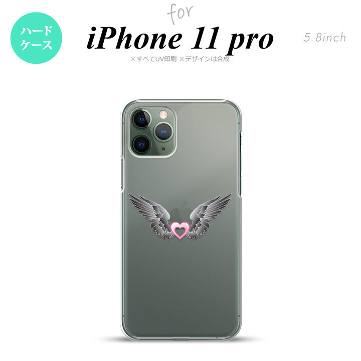 iPhone11Pro iPhone11 Pro スマホケース ハードケース 黒翼 ハート ピンク メンズ レディース nk-i11p-465