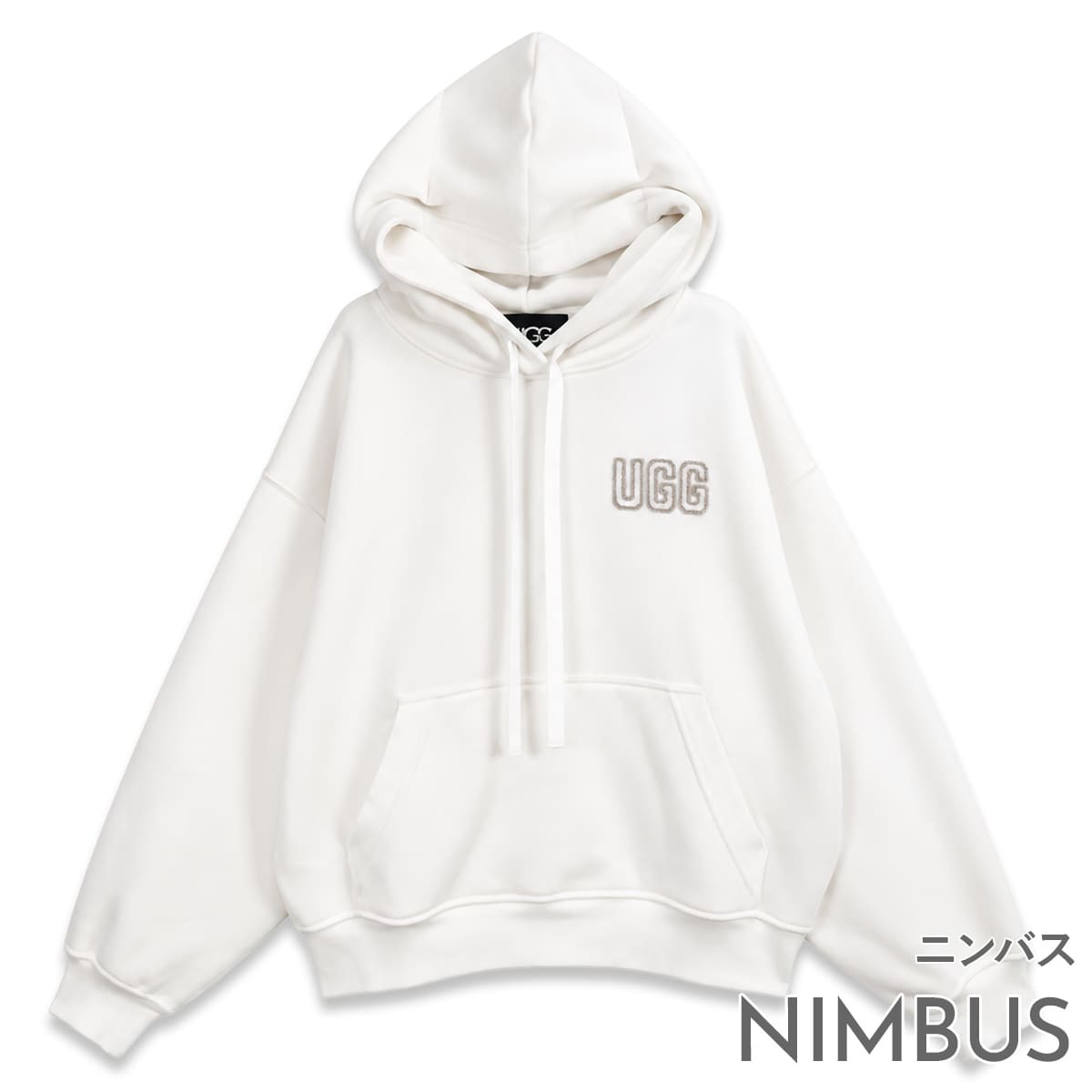 UGG アグ パーカー レディース 1171478 LOGO HOODIE ロゴ フーディー スウェット プルオーバー 長袖 オーバーサイズ ロゴアップリケ カンガルーポケット ブラック チェスナット ニンバス 黒 茶色 ホワイト XS S M