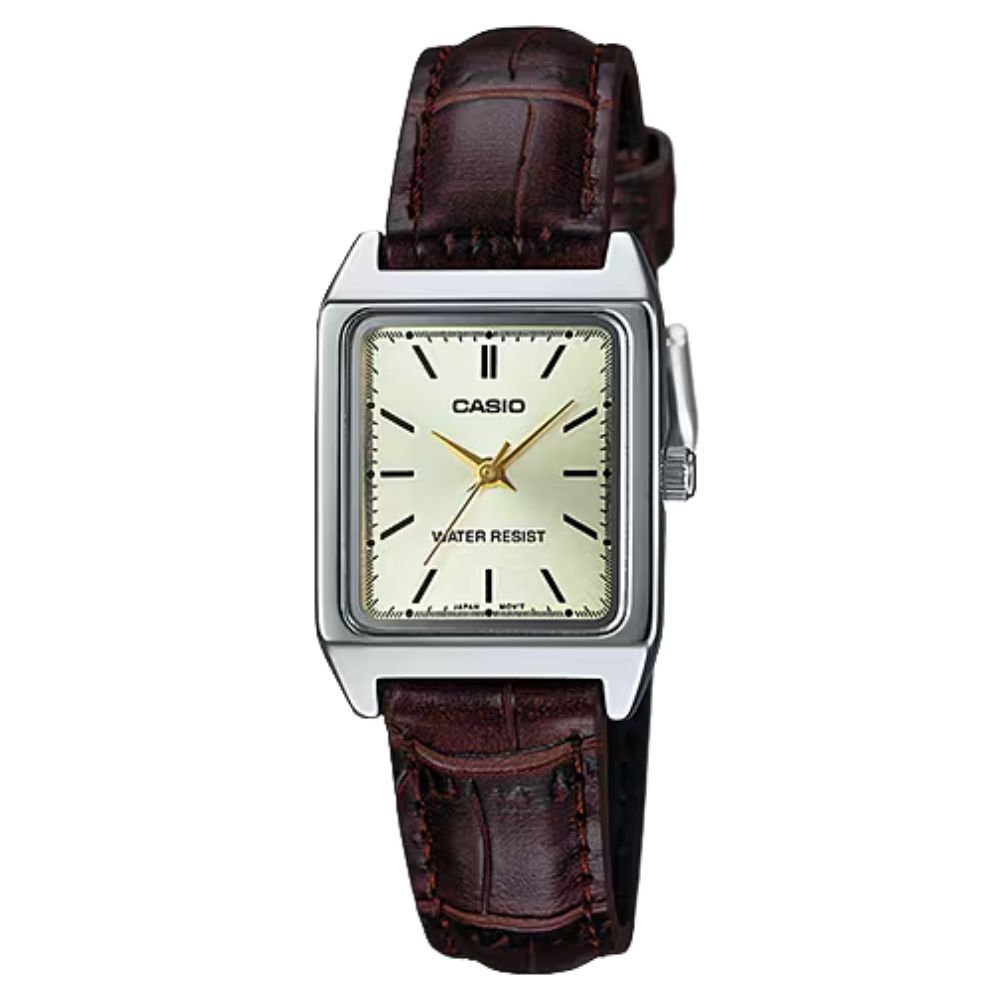 箱なし カシオ 腕時計 レディース CASIO ゴールド ブラウン シルバー スクエア 長方形 小さめ レザーベルト 革ベルト 海外モデル 逆輸入 シンプル 上品 仕事 通勤 誕生日 プレゼント ギフト 成人 卒業 入学