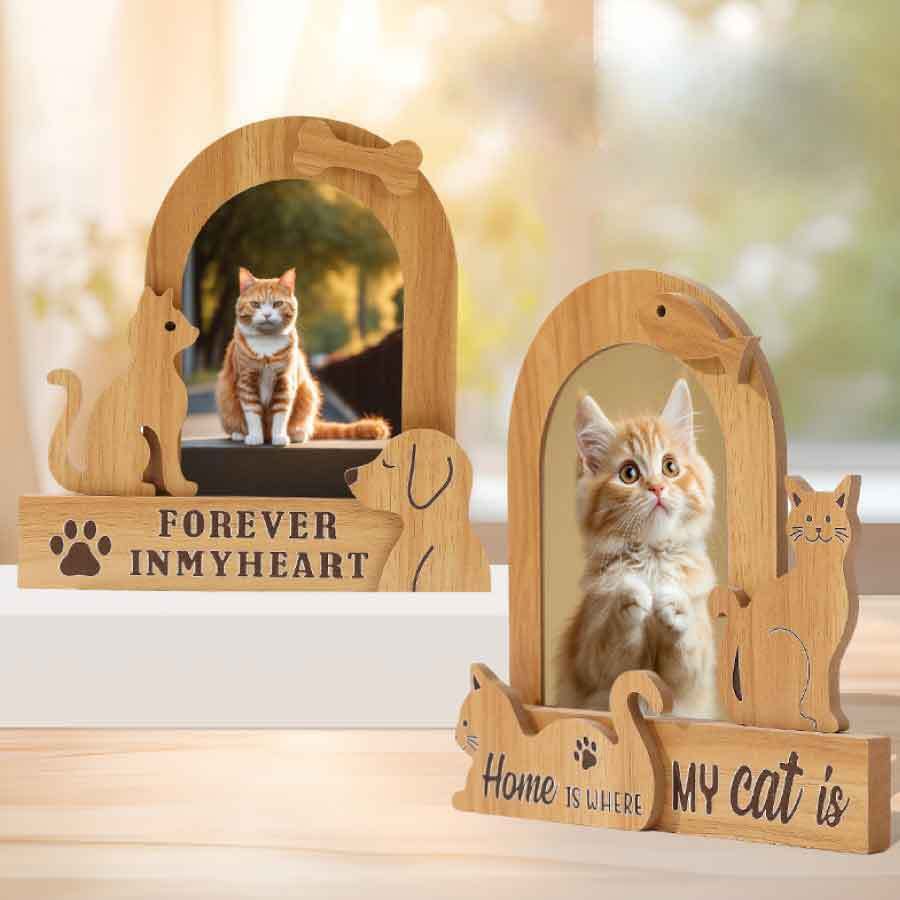 ペット メモリアル フォトフレーム 犬 猫 木製 写真立て 2デザイン おしゃれ 供養 送料無料