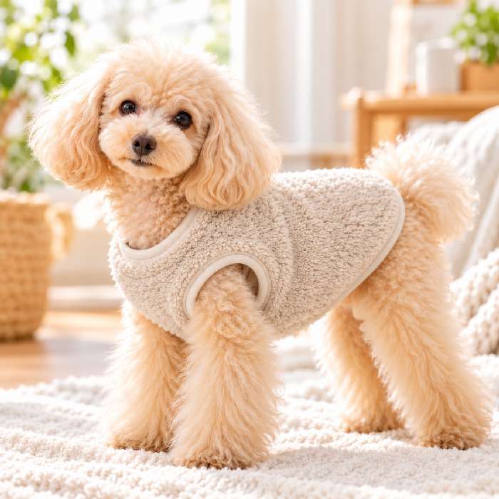 犬服 ドッグウェア 冬服 遠赤外線 温活 フリース LaLaRelax メルティーフリース オフホワイト 日本製 トンボ TOMBOW シニア犬 老犬 小型犬 中型犬 めぐりメンテナンス
