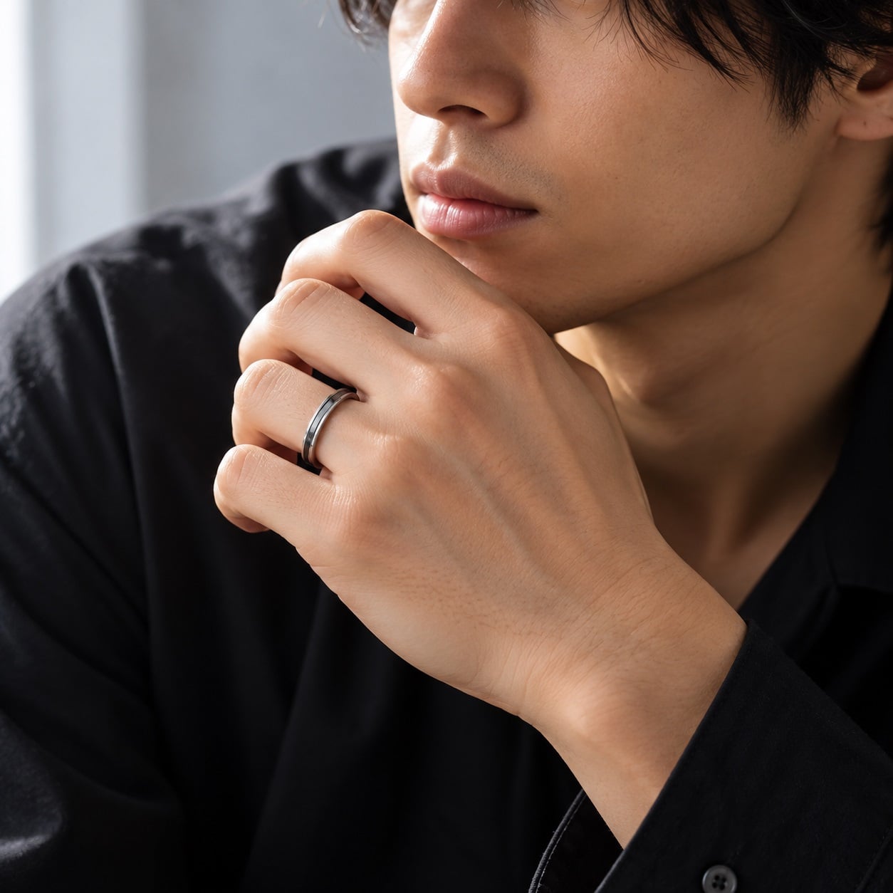 Rve〈レーヴ〉夢をまとうシェルリング｜刻印可能｜ブラック サージカルステンレス 金属アレルギー対応 結婚記念日 夫婦ペア 無料ラッピング ジーラブ 女性ギフト 【sk-16】 ジーラブ