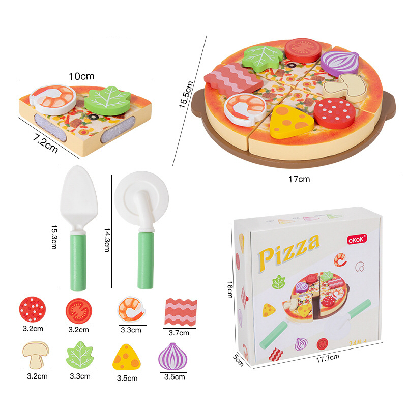 木製 おもちゃ おままごと ピザ セット 切れる 食材 ピザカッター ごっこ遊び キッチン 料理遊び 組み合わせ 指先遊び 子供 知育おもちゃ 男の子 女の子 6歳 誕生日 プレゼント ギフト 入園祝い