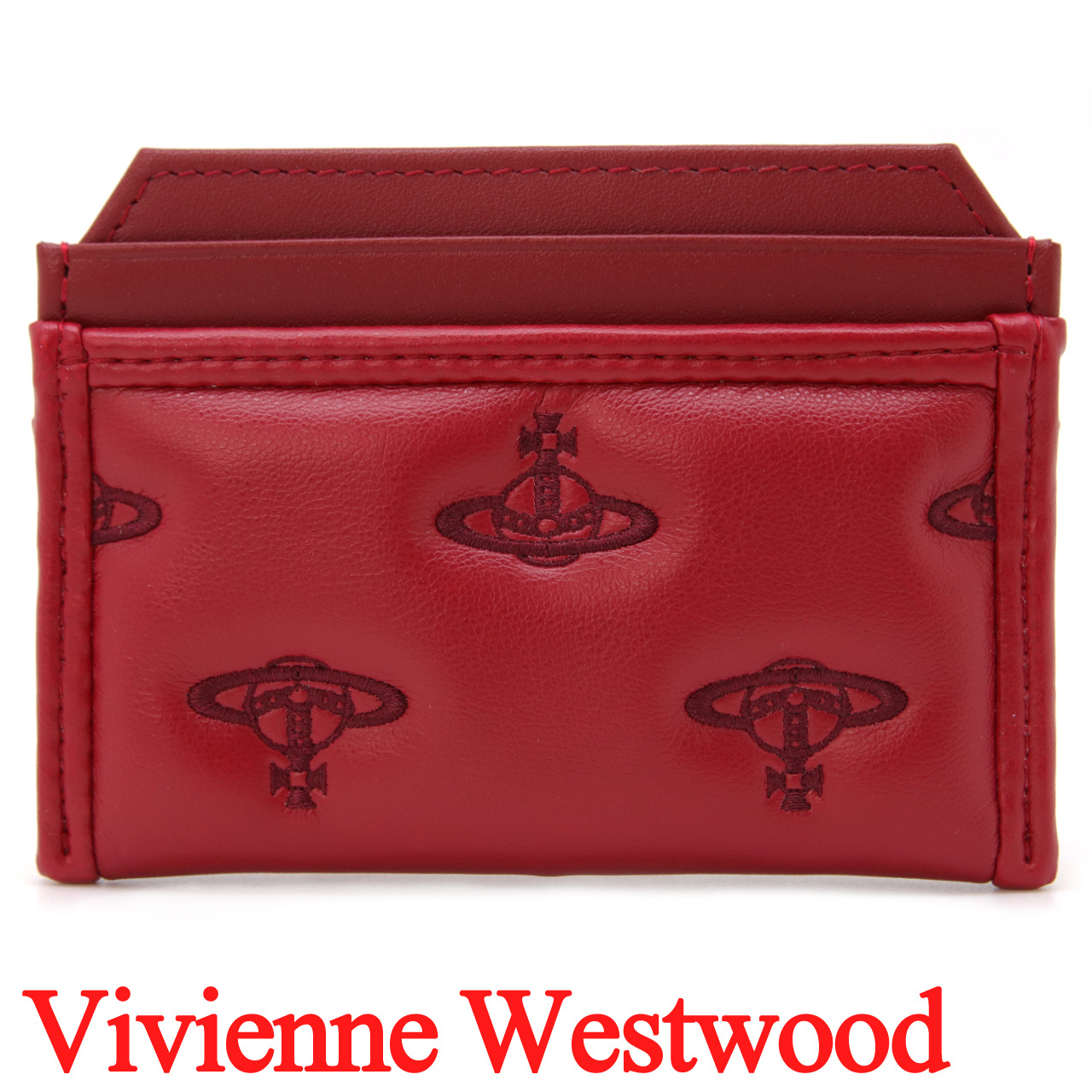 ヴィヴィアンウエストウッド ICカードケース 薄型 メンズ レディース カードホルダー カード入れ Vivienne Westwood ヴィヴィアン マルチオーブ型押し レッド VW4303 (54030010W-S002K-H201) 【2026年秋冬モデル】 【ラッピング無料 誕生日 お祝い プレゼント ギフト 贈り物】