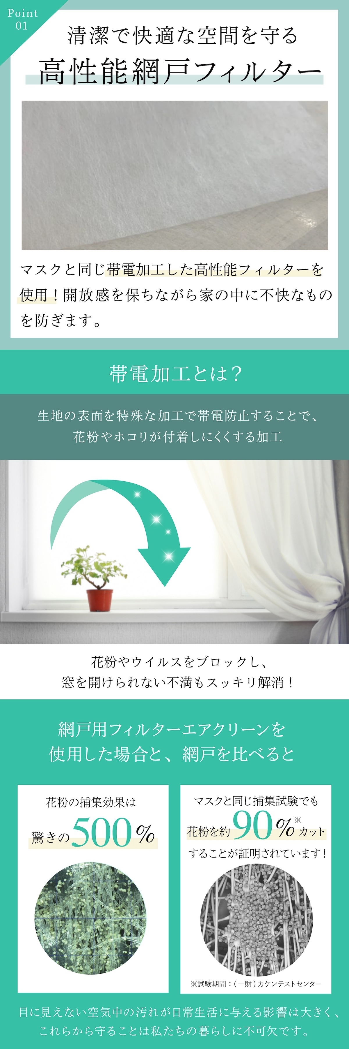 網戸用 花粉フィルター 200×100cm 4袋セット 日本製 マスクメーカー エアクリーン 網戸フィルター 窓用 花粉対策 PM2.5 黄砂 防塵 帯電フィルター 両面テープ付き 貼るだけ 窓 網戸 花粉シーズン 空気対策 蚊よけ 家庭用 生活用品 実用的 プレゼント