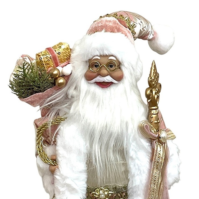 ヨーロピアンスタイルサンタクロース ピンク 高さ30cm クリスマス オブジェクリスマスグッズ オーナメント ノエル 人形 ドール 北欧 置物