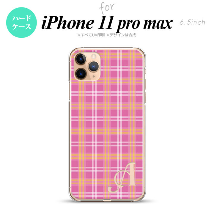 iPhone11ProMax iPhone11pro max スマホケース ハードケース チェック B ピンク +アルファベット メンズ レディース nk-i11pm-434i