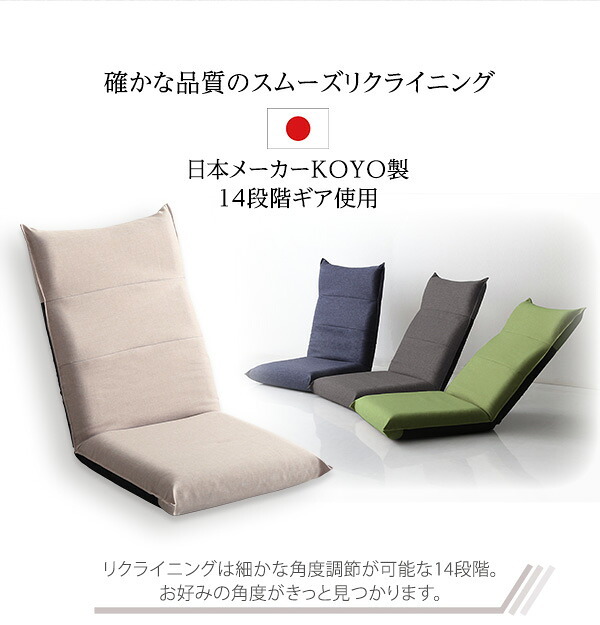 座椅子 シンプルボリューム ハイバック Sinva-シンバ- SH-07-SNV--BE ベージュ W50XD68-114.5XH11-68.5cm ホームテイスト インテリア チェア リクライニング 日本製 14段階ギアチェンジ 折り畳み式 背もたれ