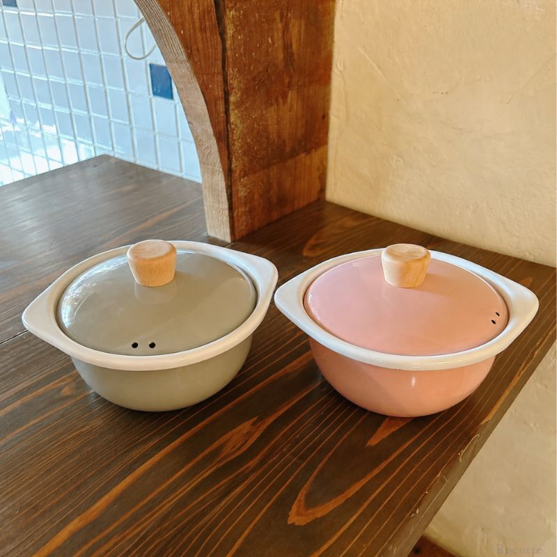 富士ホーロー 鍋 ひとり鍋 両手鍋 15cm IH対応 一人用鍋  蓋付き ラーメン鍋 ホーロー鍋 小さい 小型 ミニ コンパクト おしゃれ オーブン ガス 直火 卓上 コットン ココット CTN15C キャンプ アウトドア