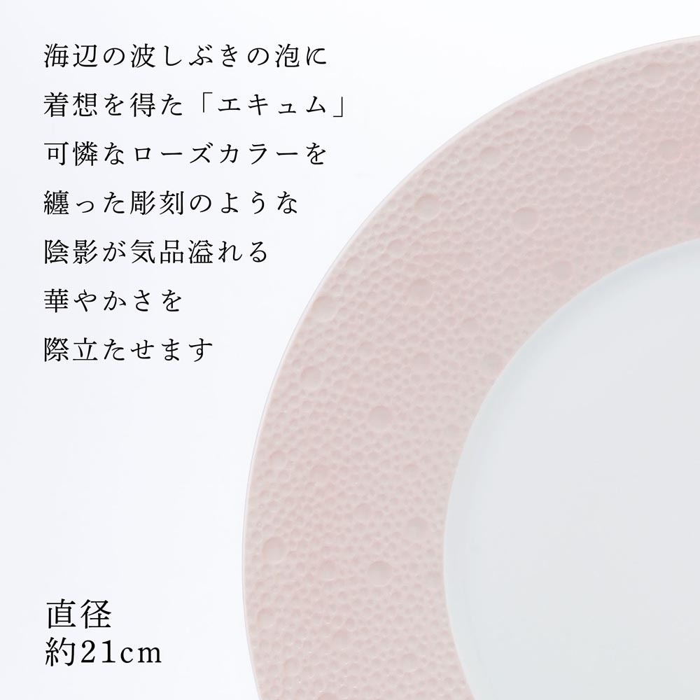 BERNARDAUD ベルナルド エキュム ローズ デザートプレート 21cm 単品 名入れ彫刻代込み 名前 彫刻 刻印 お祝い プレゼント ギフト 記念日 高級 ブランド 開店祝い 新築祝い 誕生日 法人 お皿 プレート インテリア ピンク ウェルカムボード