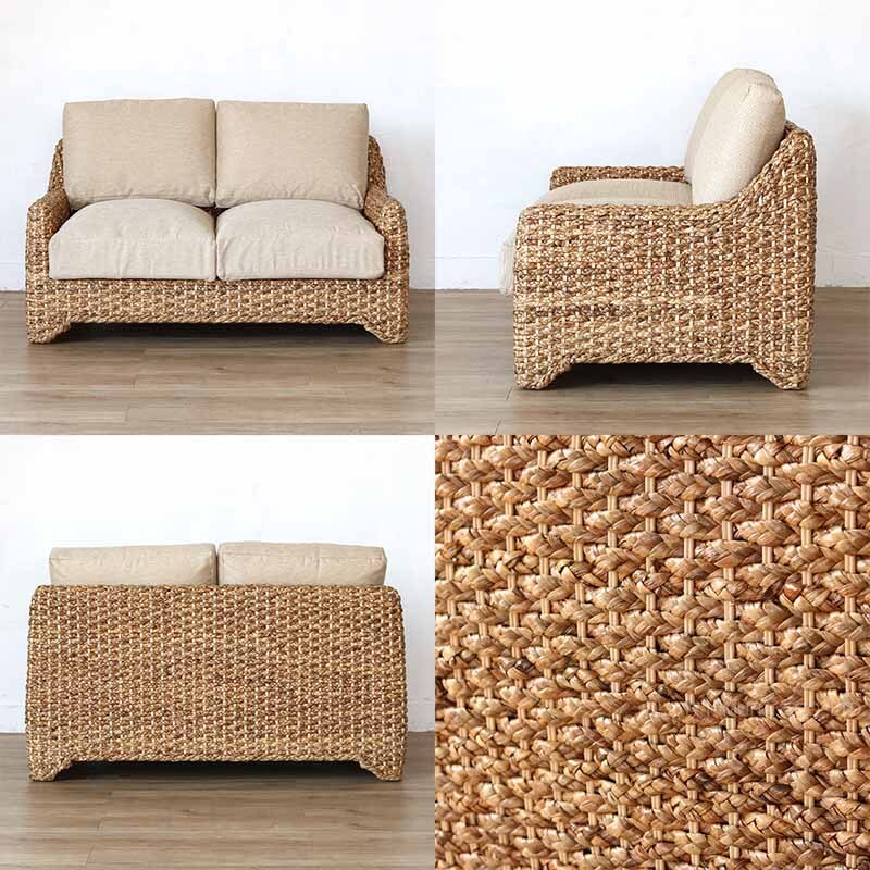 ソファ 座椅子 アジアン家具 ー 2人掛け 2人用 幅126cm ウォーターヒヤシンス おしゃれ アジアン アンティーク ナチュラル リゾート インテリア テイスト 家具 リビング 開梱設置無料