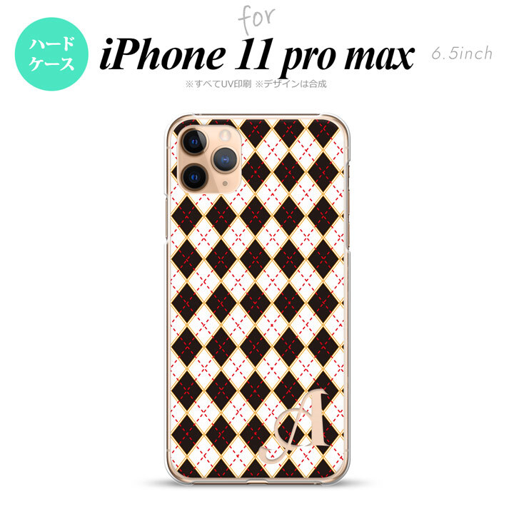 iPhone11ProMax iPhone11pro max スマホケース ハードケース アーガイル 黒 赤 +アルファベット メンズ レディース nk-i11pm-1401i