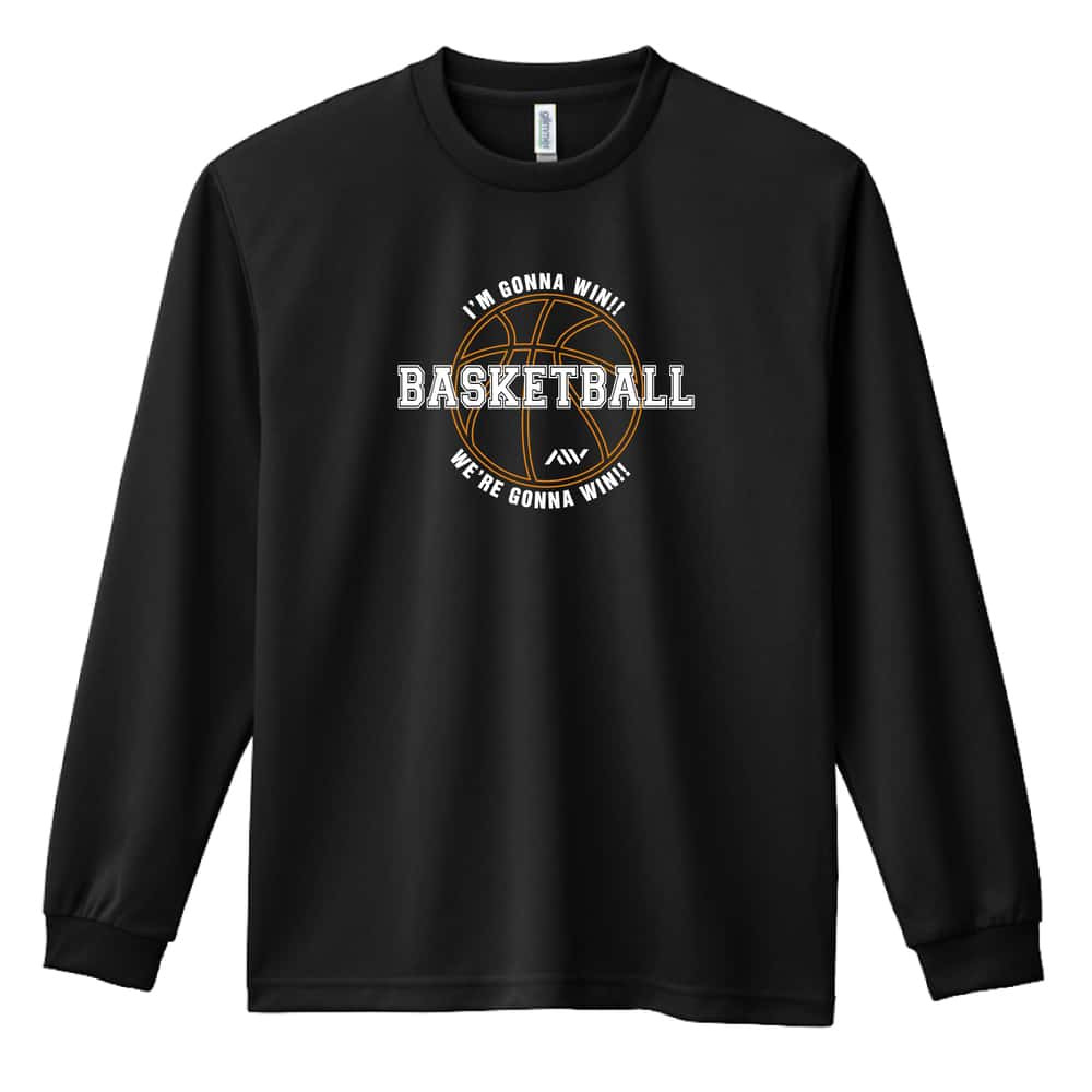 バスケ ロンT 長袖 Tシャツ メンズ 練習着 レディース ジュニア ウェア ドライ おもしろ tシャツ 名入れ おしゃれ キッズ 文字入れ無料 「絶対勝つ 」 アートワークスコウベ 【送料無料】