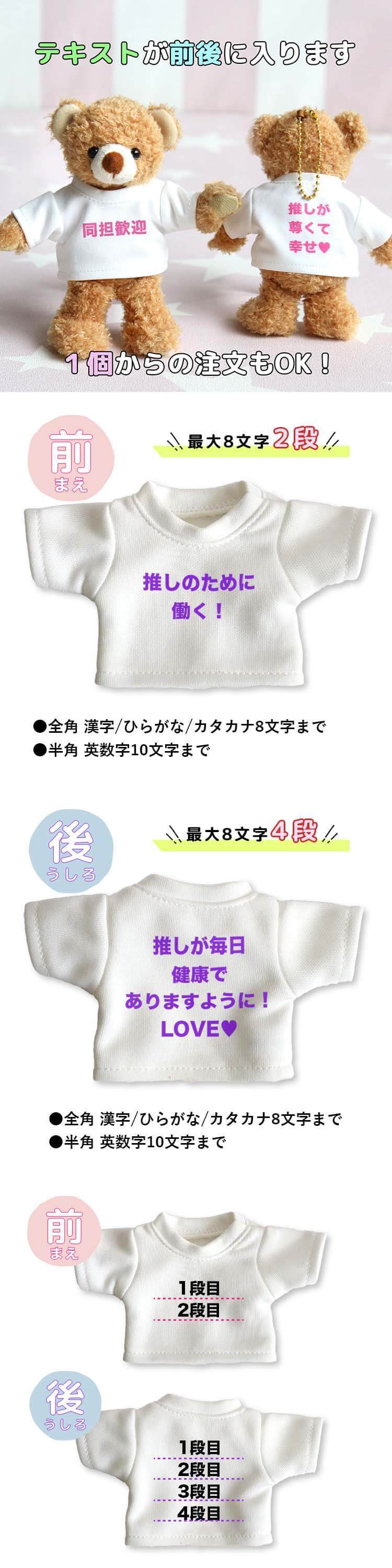 推し活 ぬい キーホルダー 名入れ くま 【ご希望の文字をプリント】 オリジナル メッセージ ぬいぐるみ 推しぬい 女性 男性 オリジナルTシャツ カスタム オーダーメイド ライブ イベント アイドル お揃い 記念 名前入り 可愛い 息子 娘 テディベア 推し活テディベアBR 803070