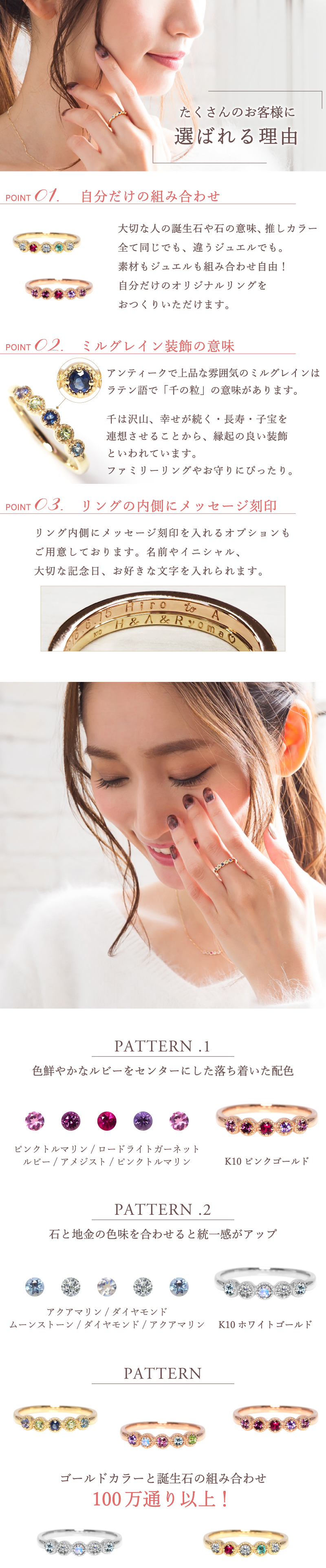 セミ オーダーメイド リング 指輪 誕生石 2.0mm 5石 Ties K10 K18 10K 18K 10金 18金 プラチナ 女性 レディース 誕生日 記念日 プレゼント ギフト 誕生日プレゼント ファミリーリング 刻印 名入れ 20代 30代 40代 妻 彼女 天然石 ダイヤモンド ダイヤ ゴールド ピンクゴールド イエローゴールド 選べる アクセサリー アレルギー対応 金属アレルギー