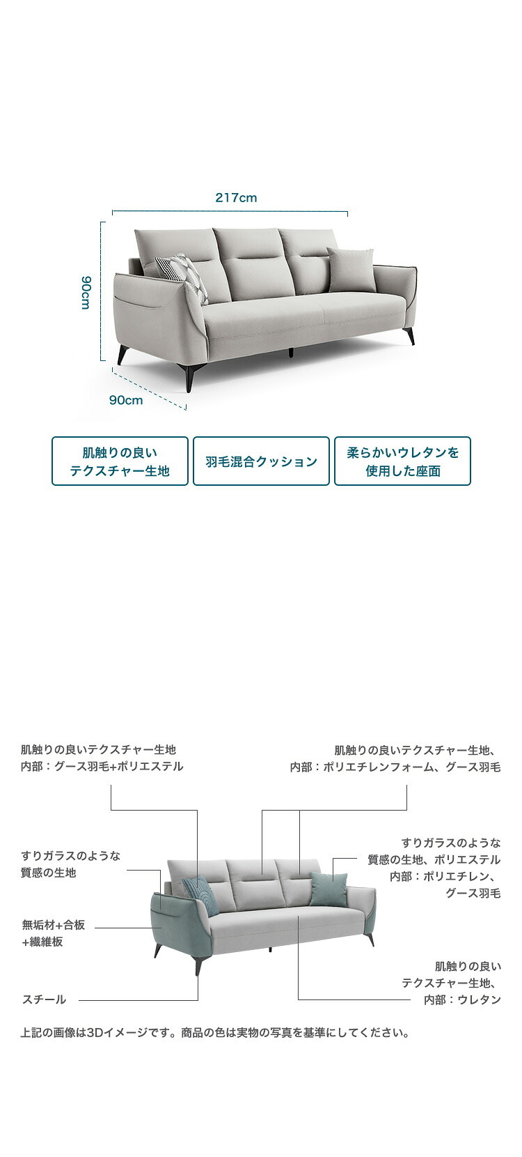 ソファ 座椅子 テクスチャー生地 4人掛け
