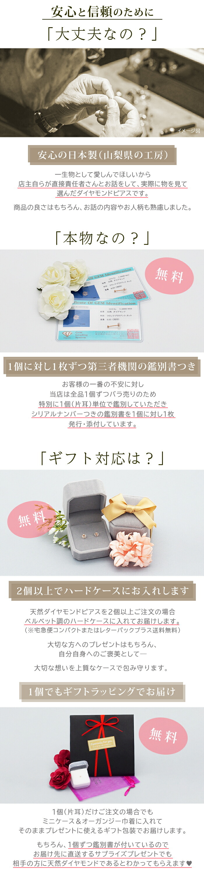 【日本製・鑑別書つき】ピアス セカンドピアス 天然ダイヤモンド 一粒 ふせこみ レディース K18 0.06ct 片方 0.5ペア 金属アレルギー対応 18金 18K メンズ ダブルロックキャッチ 地金【全品1個ずつバラ売り】 プレゼント