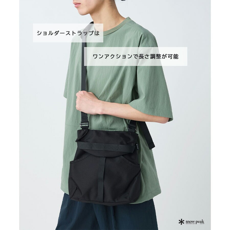 snowpeak Recycled Cordura Shoulder Bag ショルダーバッグ 斜め掛け 普段使い 使いやすい シンプル レディース メンズ ギフト プレゼント ブラック bb26su015