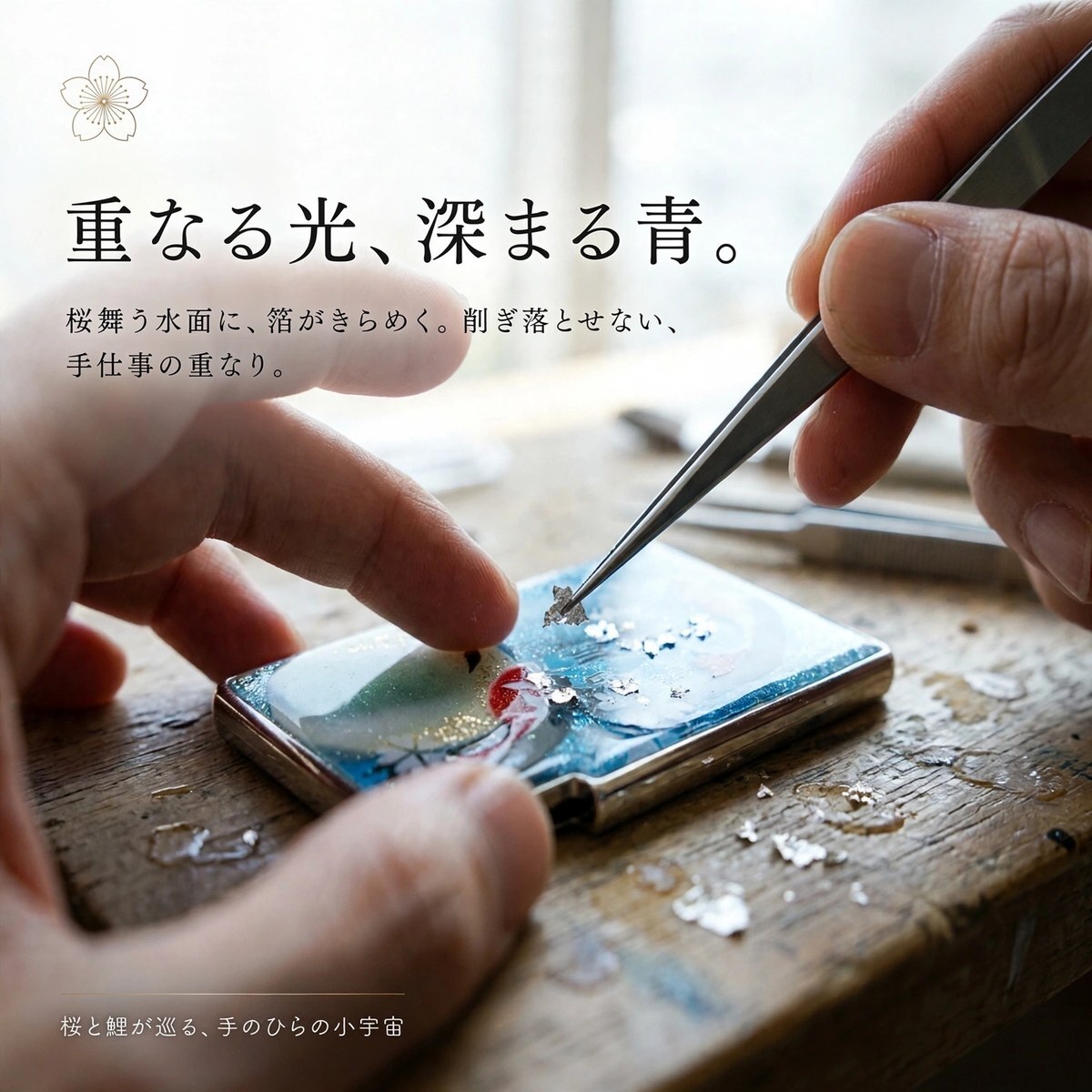 ミンティアケース『句』名入れ 職人 手作り ハンドメイド 送料無料 伝統工芸 立体樹脂 金彩 桜 和モダン 和柄 和風 和雑貨 和小物 ギフト プレゼント フリスク