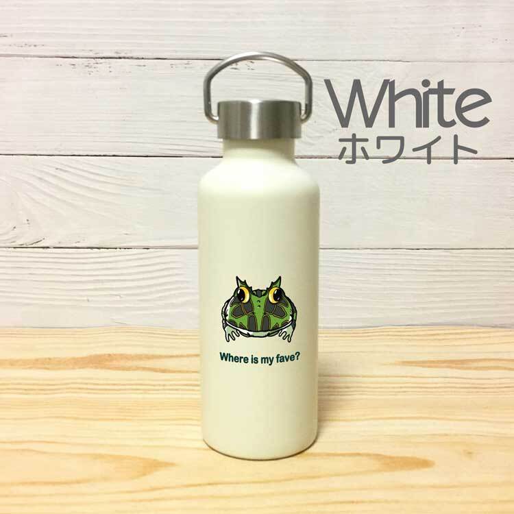 クランウェルツノガエル かわいい 取っ手付きマグボトル おしゃれ 290ml 保温 保冷 ステンレス マグボトル 取っ手付き 真空 断熱 二重構造 ボトル タンブラー 水筒 マイボトル オリジナル カエル ツノガエル 両生類 爬虫類 ペット 動物 アニマル