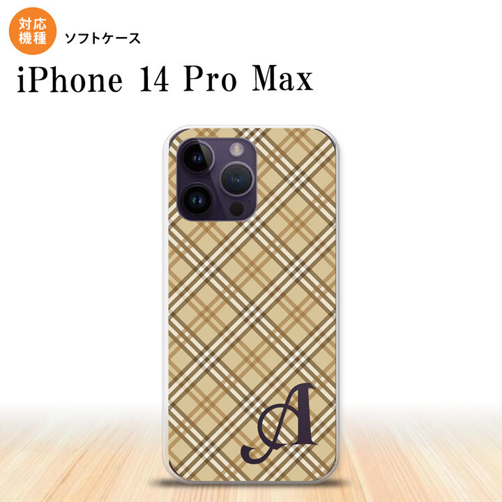 iPhone14 ProMax iPhone14 Pro Max スマホケース 背面ケースソフトケース チェック A ベージュ +アルファベット 2022年 9月発売 nk-i14pm-tp443i