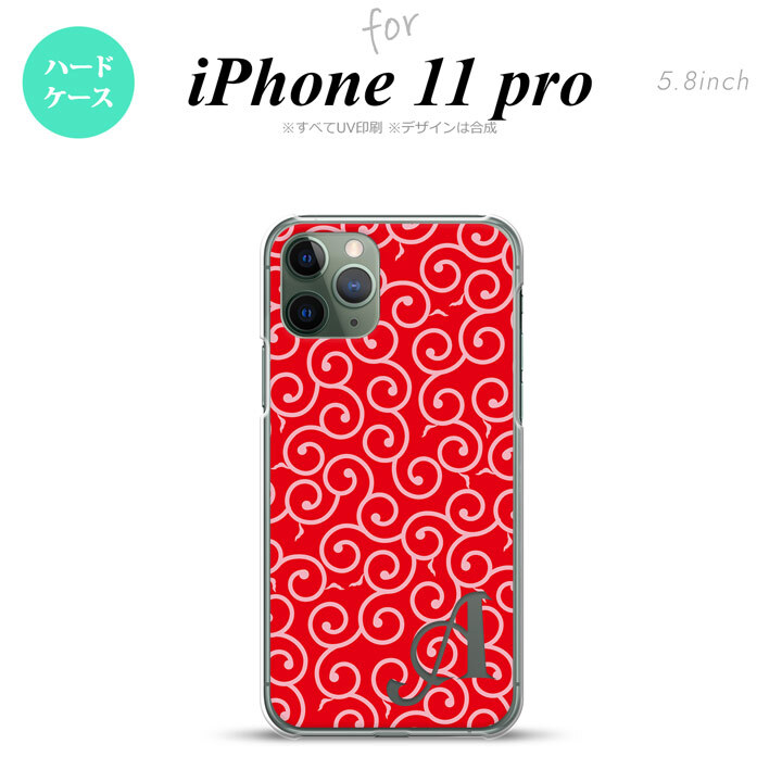 iPhone11Pro iPhone11 Pro スマホケース ハードケース 唐草 赤 ピンク +アルファベット メンズ レディース nk-i11p-1132i