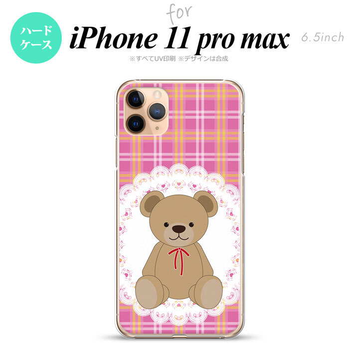 iPhone11ProMax iPhone11pro max スマホケース ハードケース くま チェック レース ピンク メンズ レディース nk-i11pm-756