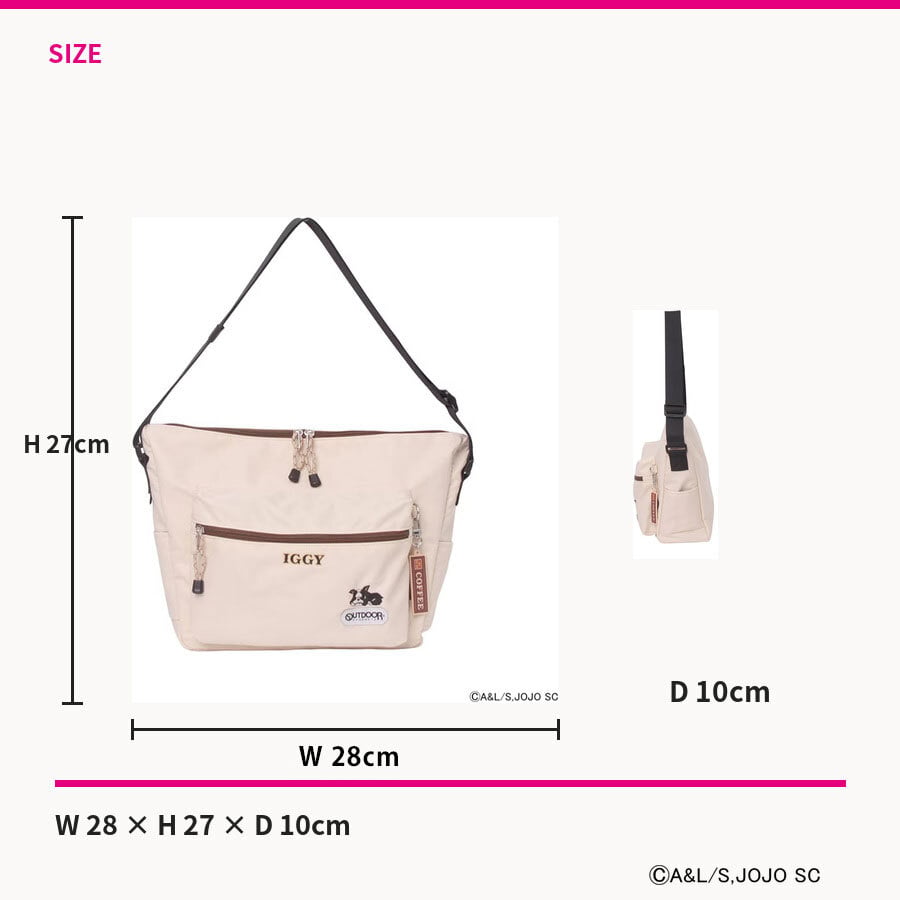 outdoor products ジョジョの奇妙な冒険 イギーモチーフショルダー ショルダーバッグ 斜め掛け レディース メンズ ギフト プレゼント ブラック jo03 ODJO03