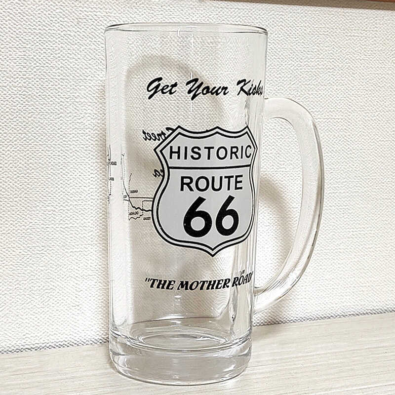 ビアグラス ルート66 コップ ビール アメリカン 雑貨 おしゃれ Route66 ガラス製 ビアジョッキ 食器 キッチン 店舗 ドリンク メンズ バー レストラン
