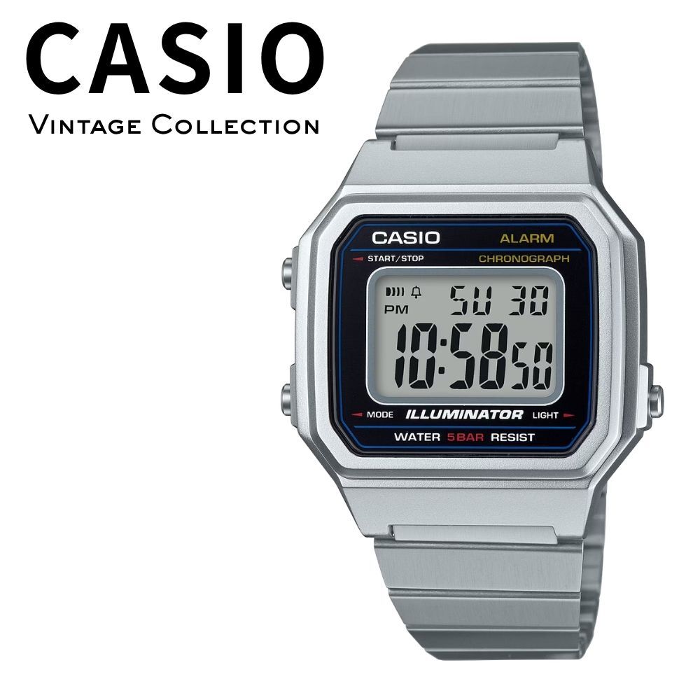箱なし カシオ 腕時計 メンズ レディース CASIO シルバー ブラック デジタル レトロ メタル 5気圧防水 ストップウォッチ アラーム LEDライト 海外モデル 逆輸入 シンプル 通勤 通学 誕生日 プレゼント ギフト 成人 卒業 入学
