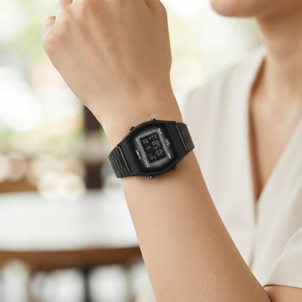希少デザイン カシオ 腕時計 メンズ レディース オールブラック 黒 CASIO 海外モデル デジタル チプカシ レトロ 反転液晶 タイマー アラーム ストップウォッチ LED プレゼント ギフト 収納ケース付き 成人 卒業 入学