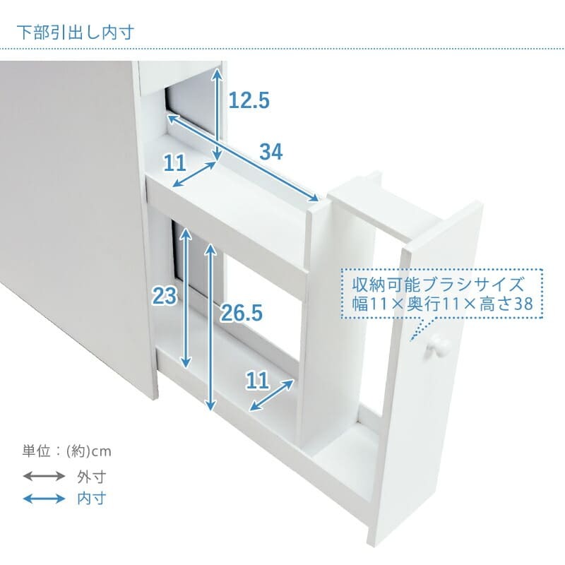 ラック トイレ スリム コーナー 収納 棚 トイレットペーパー 収納ケース 薄型 生理用品 掃除用具収納 掃除ブラシ コンパクト ホワイト MTR-6569WH 新生活