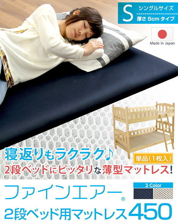 二段ベッド用マットレス ファインエア 薄型 高反発 日本製 シングル用 体圧分散 通気性 衛生 ベッドマット 寝具 二段ベッド 450 ロール梱包 床ずれ防止 マットレス 通気性マットレス 高反発マットレス ベッド用 薄型マットレス 二段ベッドマットレス 新生活