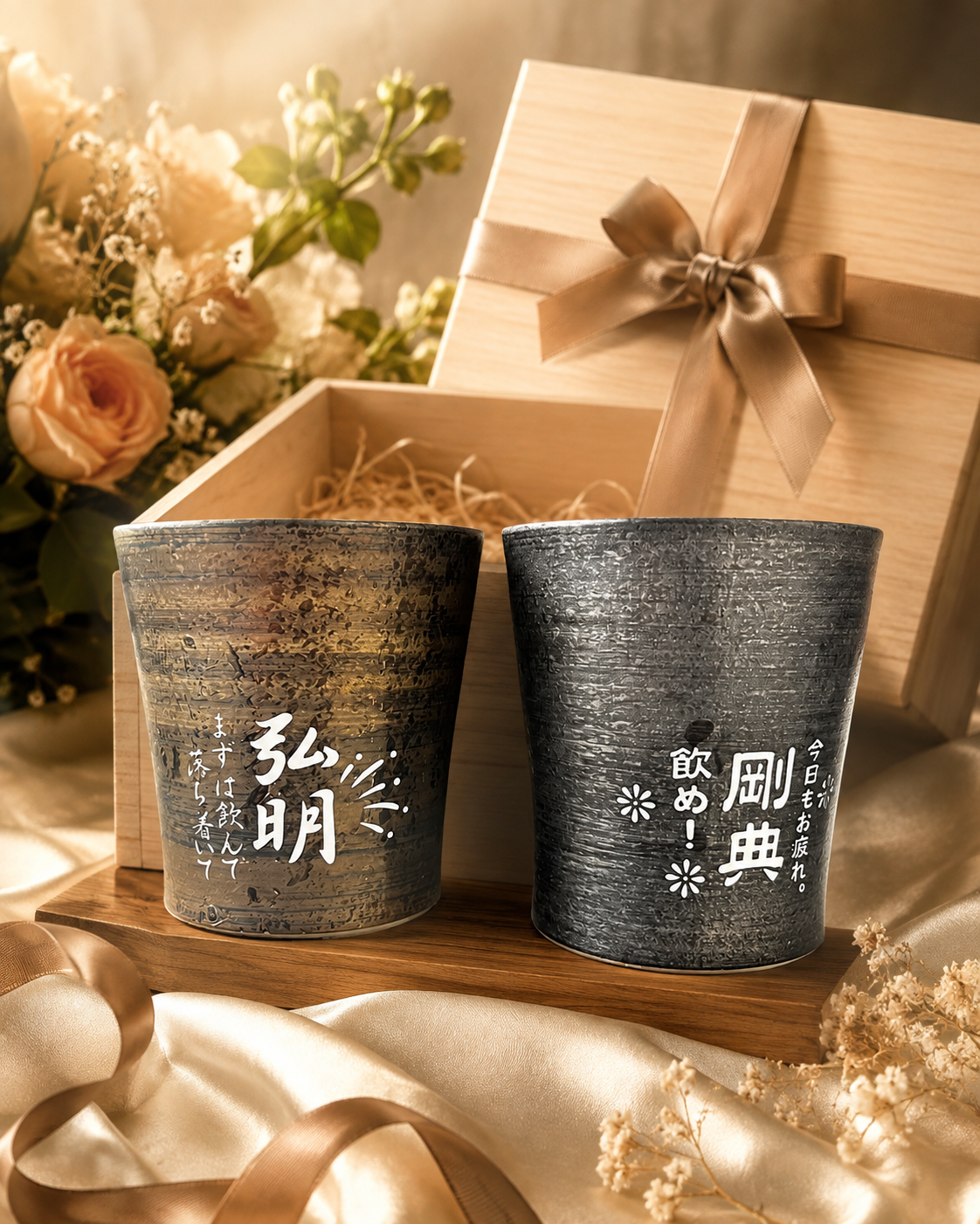 敬老の日 名入れ ギフト SXX 波佐見焼 雅焼酎カップ 単品 木箱入り / プレゼント ギフト 退職 記念 誕生日 長寿 祝い フリーカップ ロックカップ